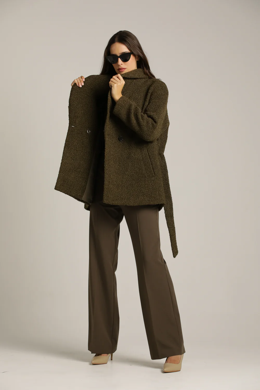 Belted Tailored Collar Coat - Image 3