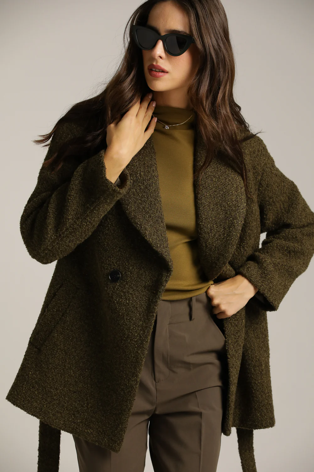Belted Tailored Collar Coat - Image 5