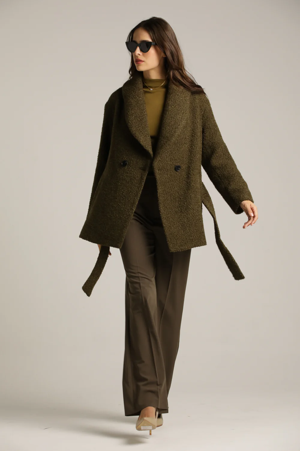Belted Tailored Collar Coat - Image 6