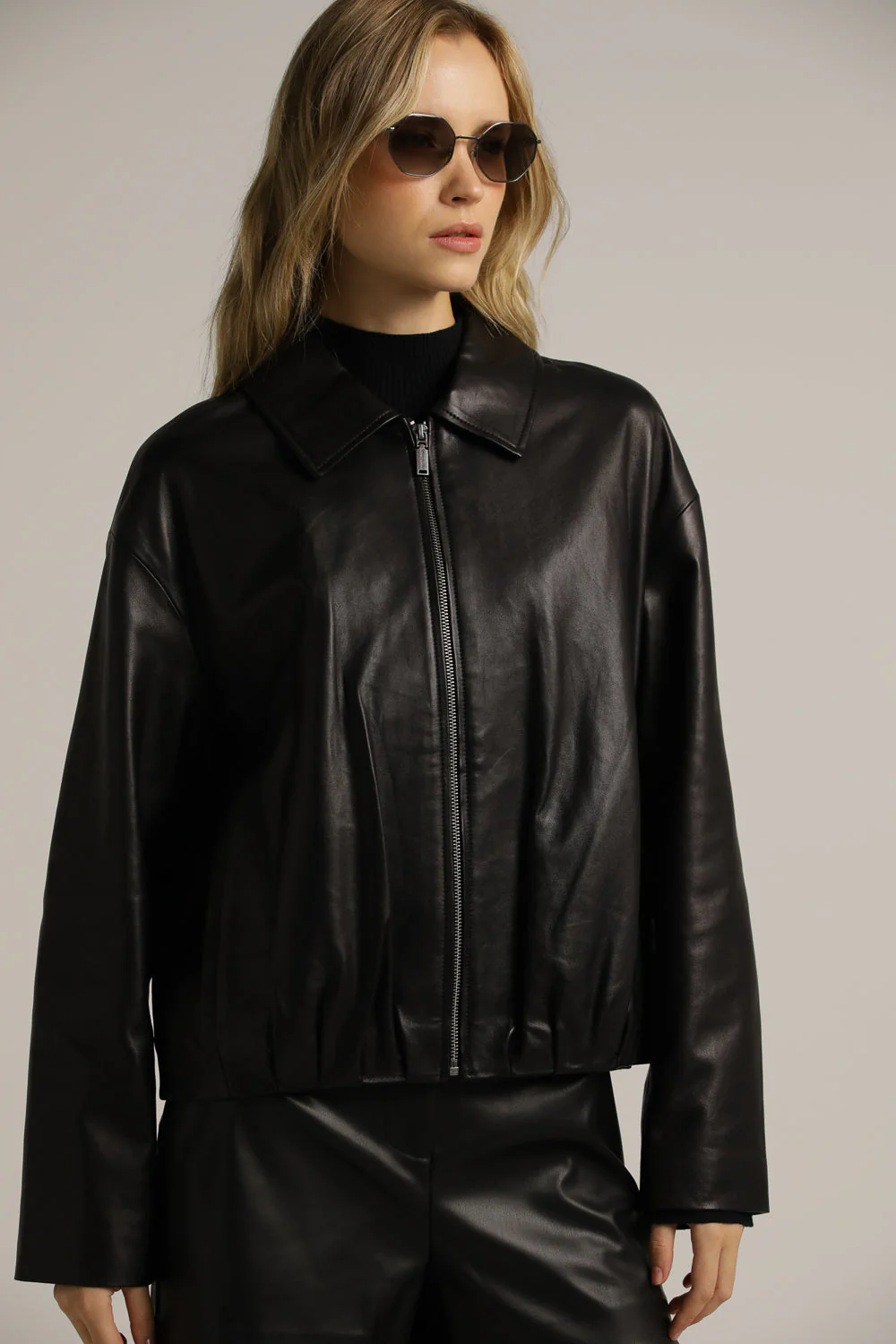 Bomber Leather Jacket - Image 11