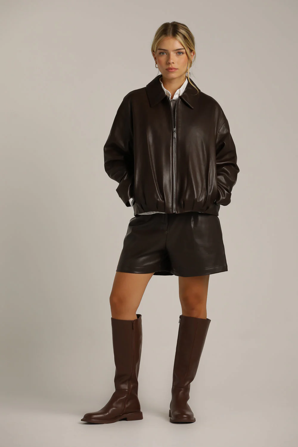 Bomber Leather Jacket - Image 5