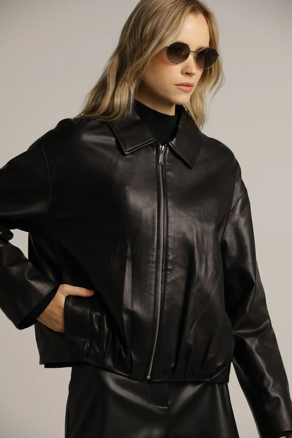 Bomber Leather Jacket - Image 8