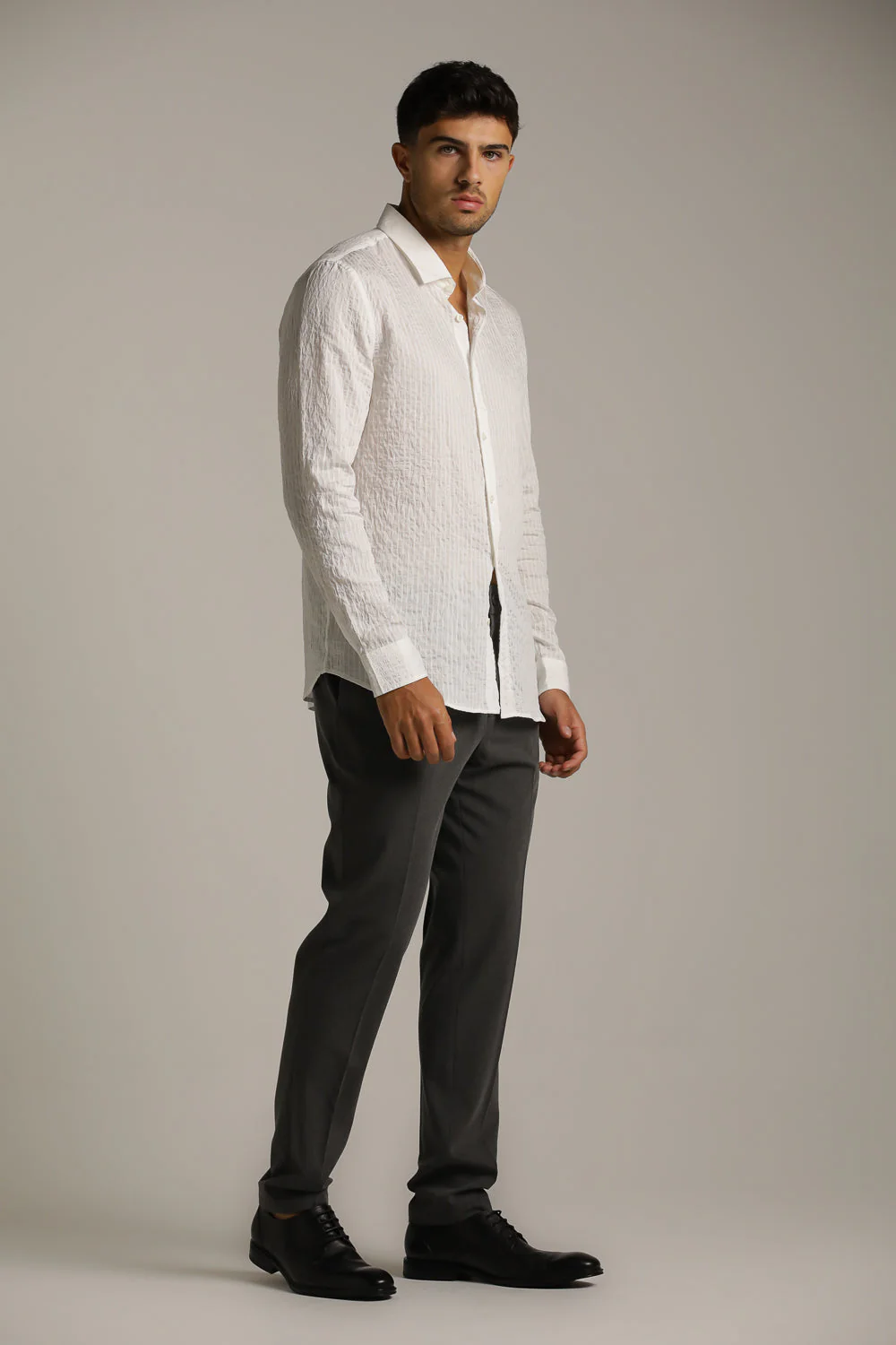Striped Crinkle Button Up Shirt - Image 4