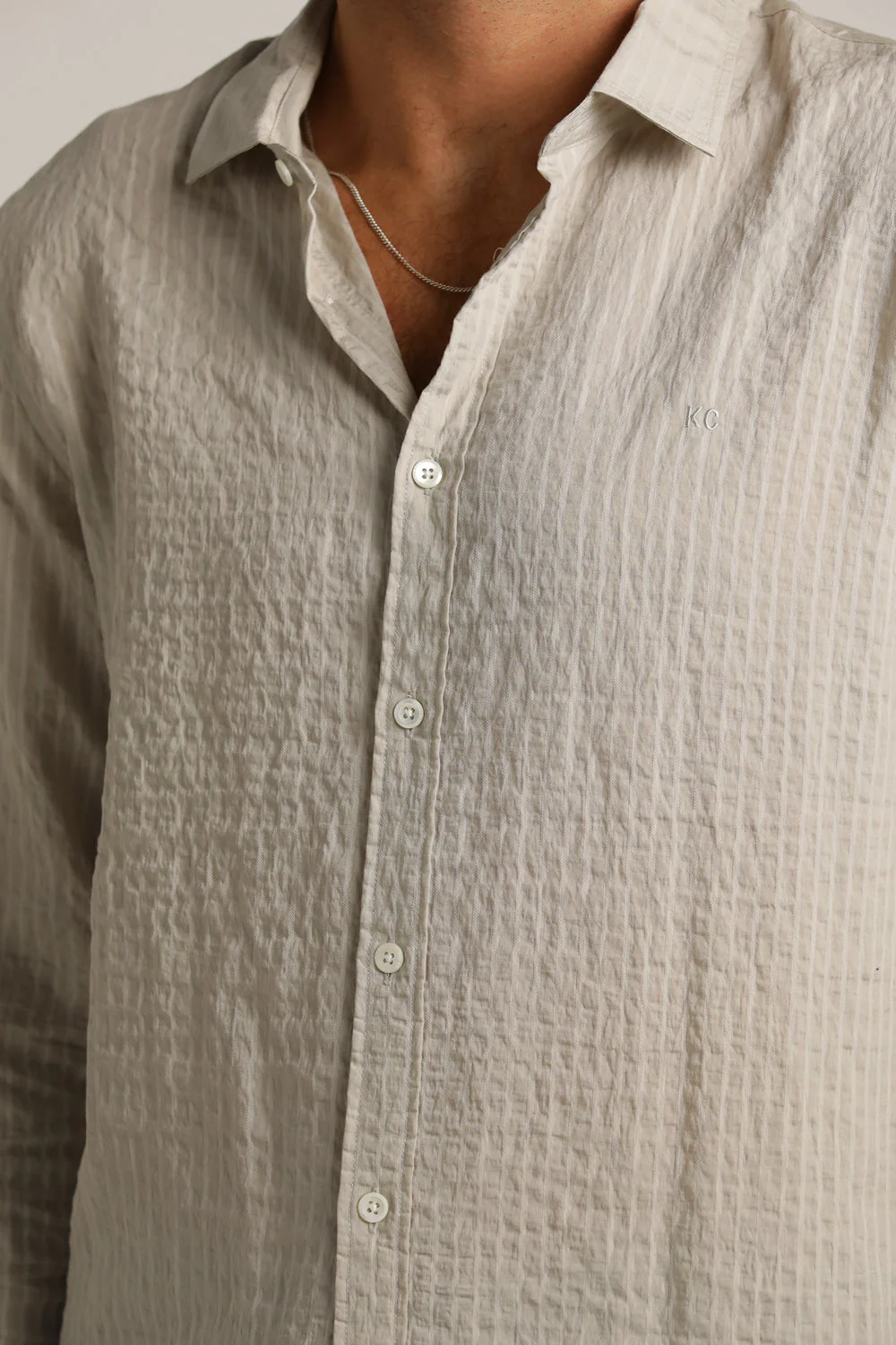 Striped Crinkle Button Up Shirt - Image 6