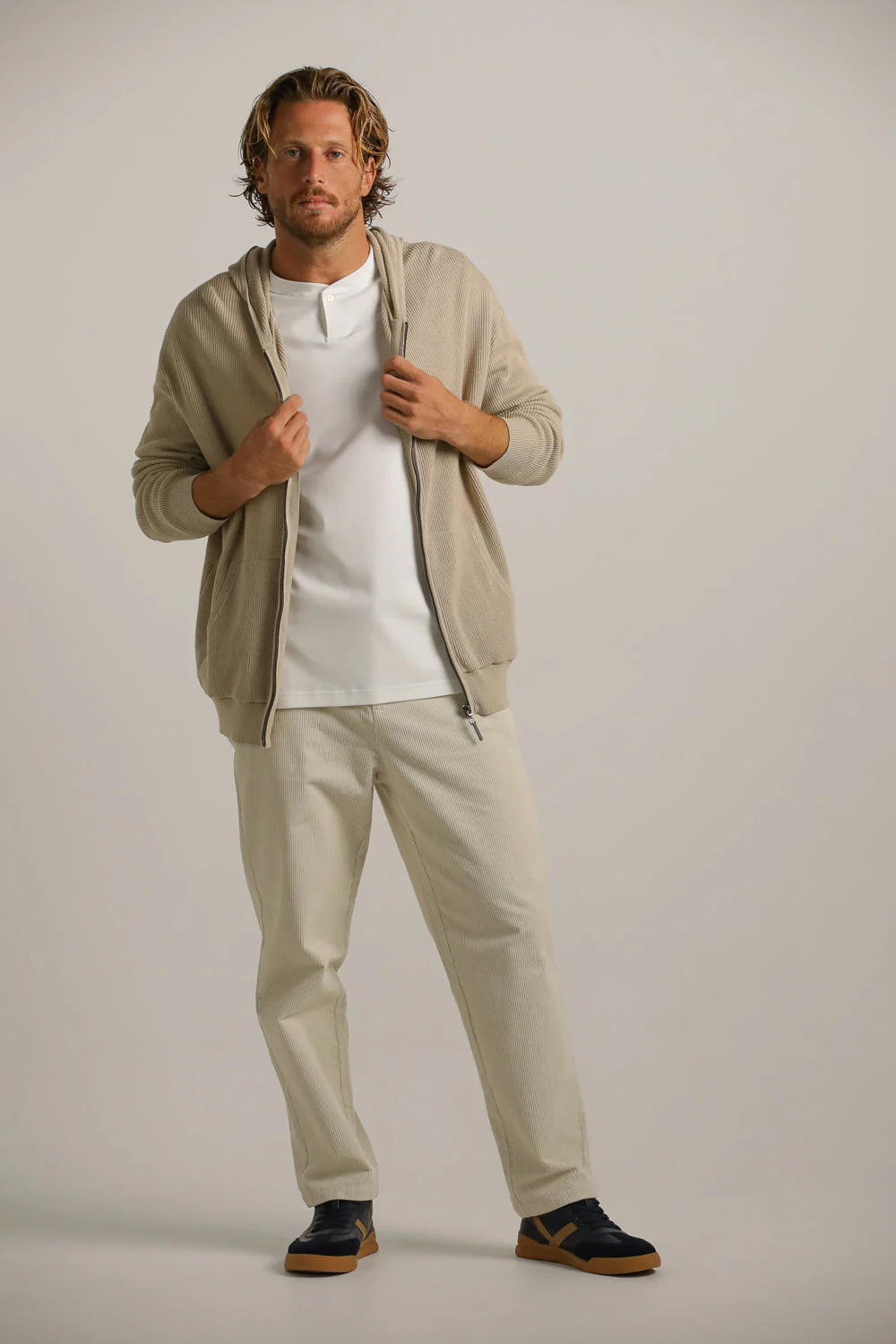 Rib Hooded Zip Cardigan