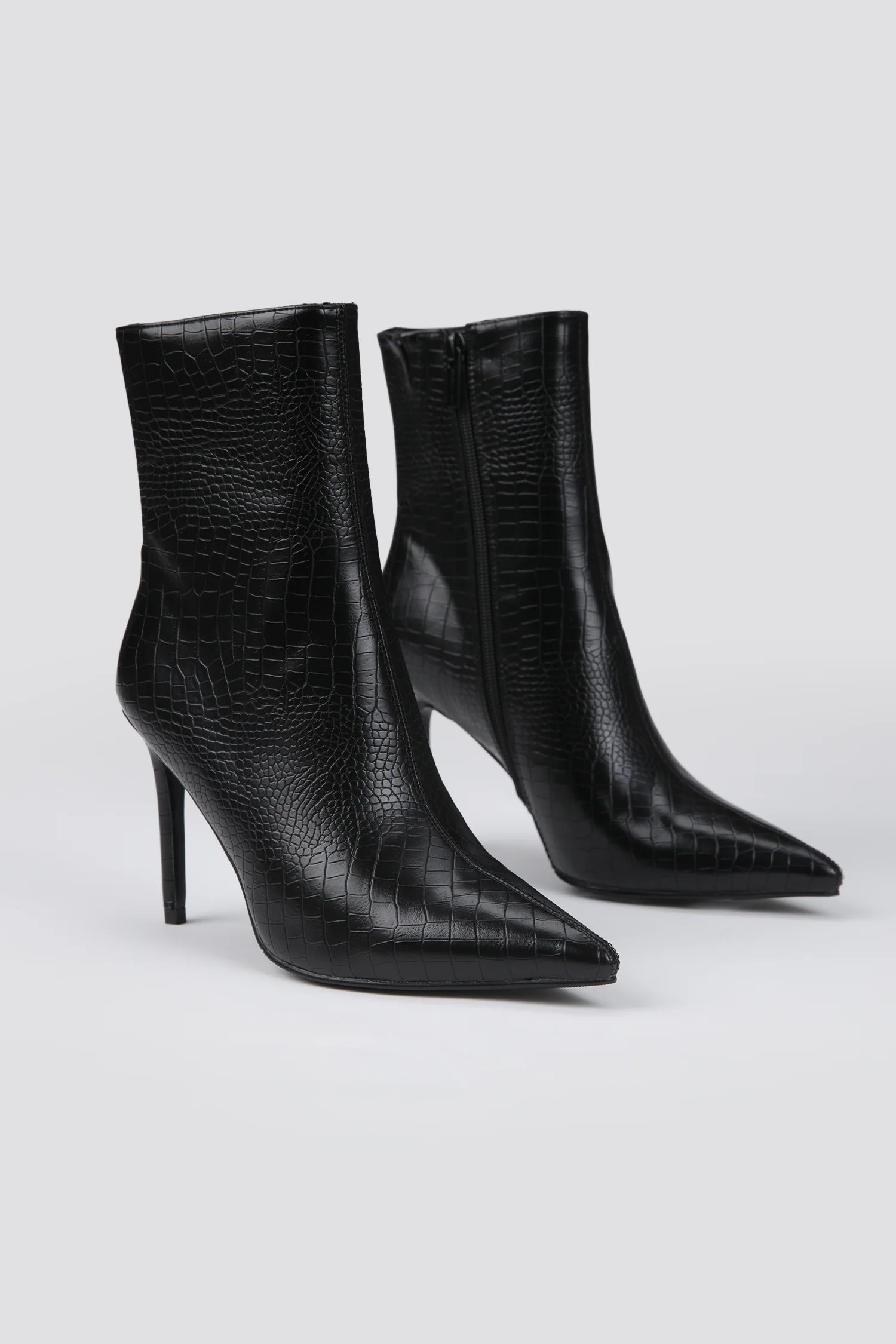 Faux Croc Heeled Boots - Image 3