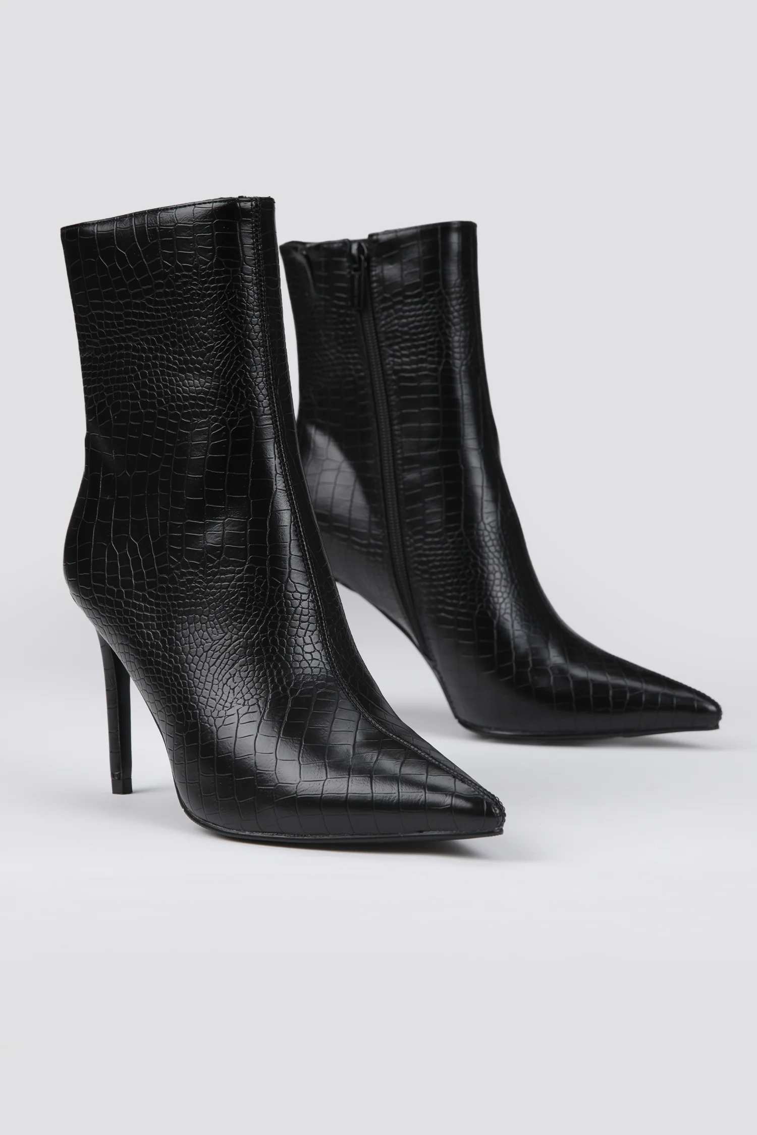 Faux Croc Heeled Boots - Image 6