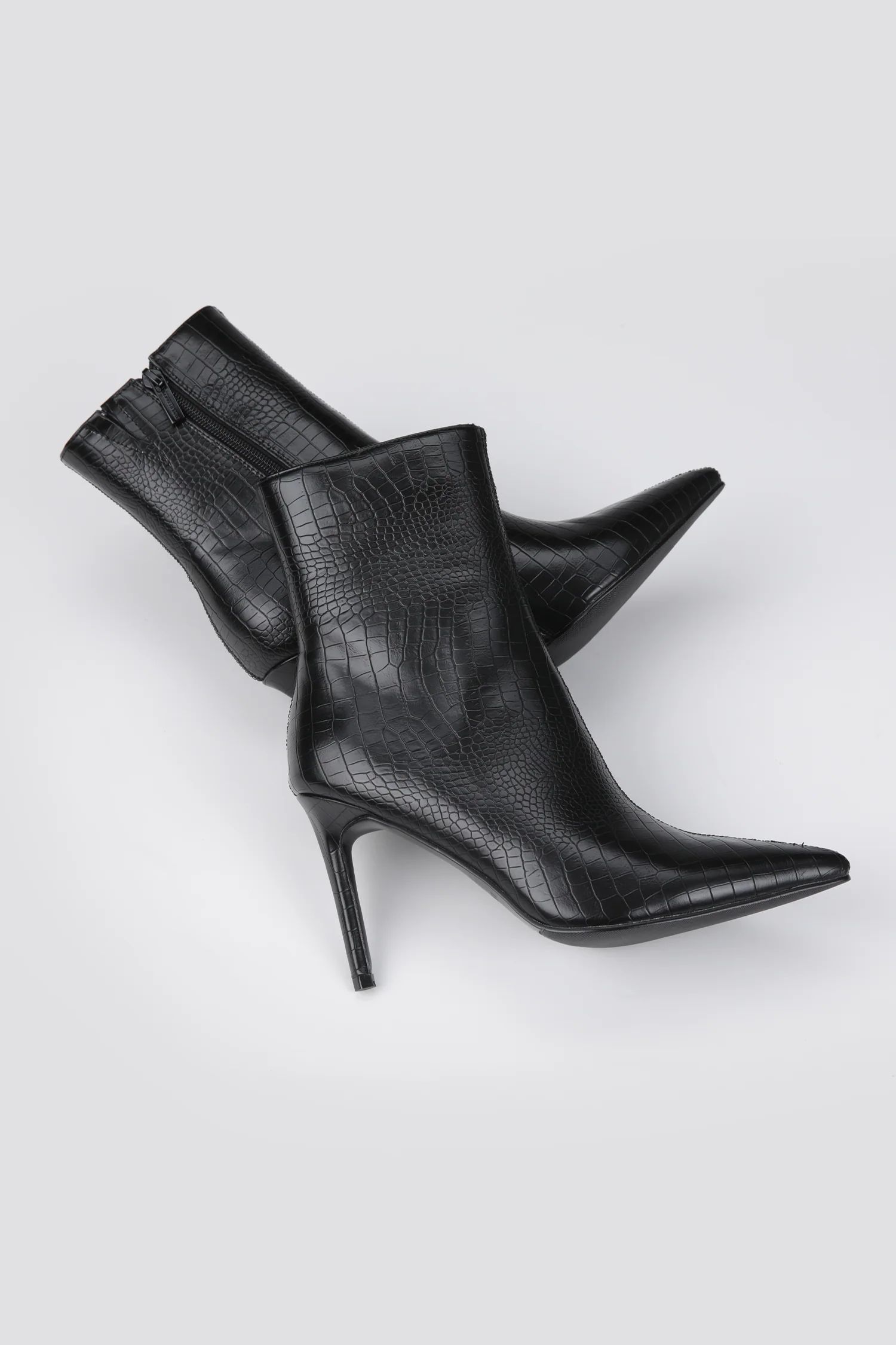 Faux Croc Heeled Boots - Image 8