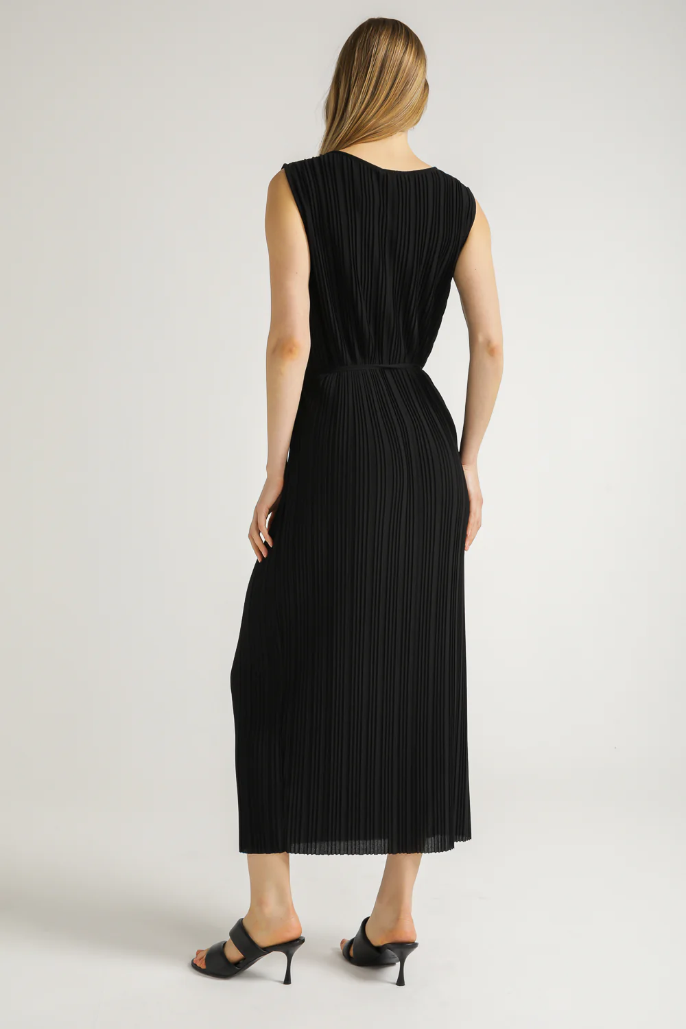 Deep V-Neck Dress, Sueded Look - Image 5
