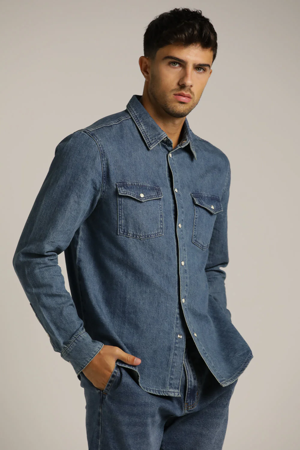 Denim Button Up Shirt - Image 7