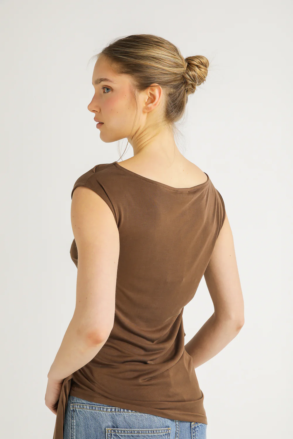 One Shoulder Draped Tie Top - Image 12