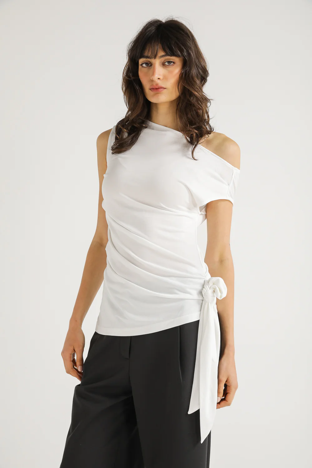 One Shoulder Draped Tie Top - Image 5