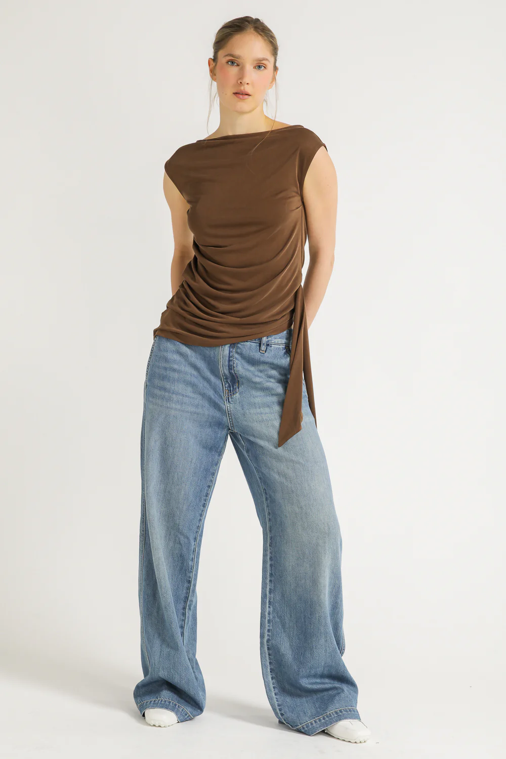 One Shoulder Draped Tie Top - Image 9