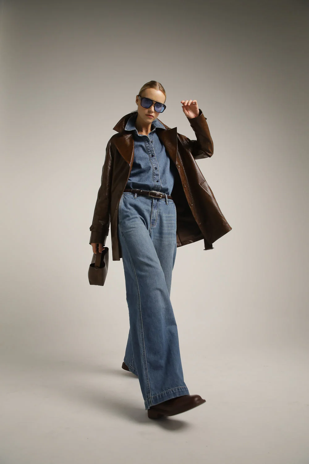 Snakeskin Faux Leather Trench
