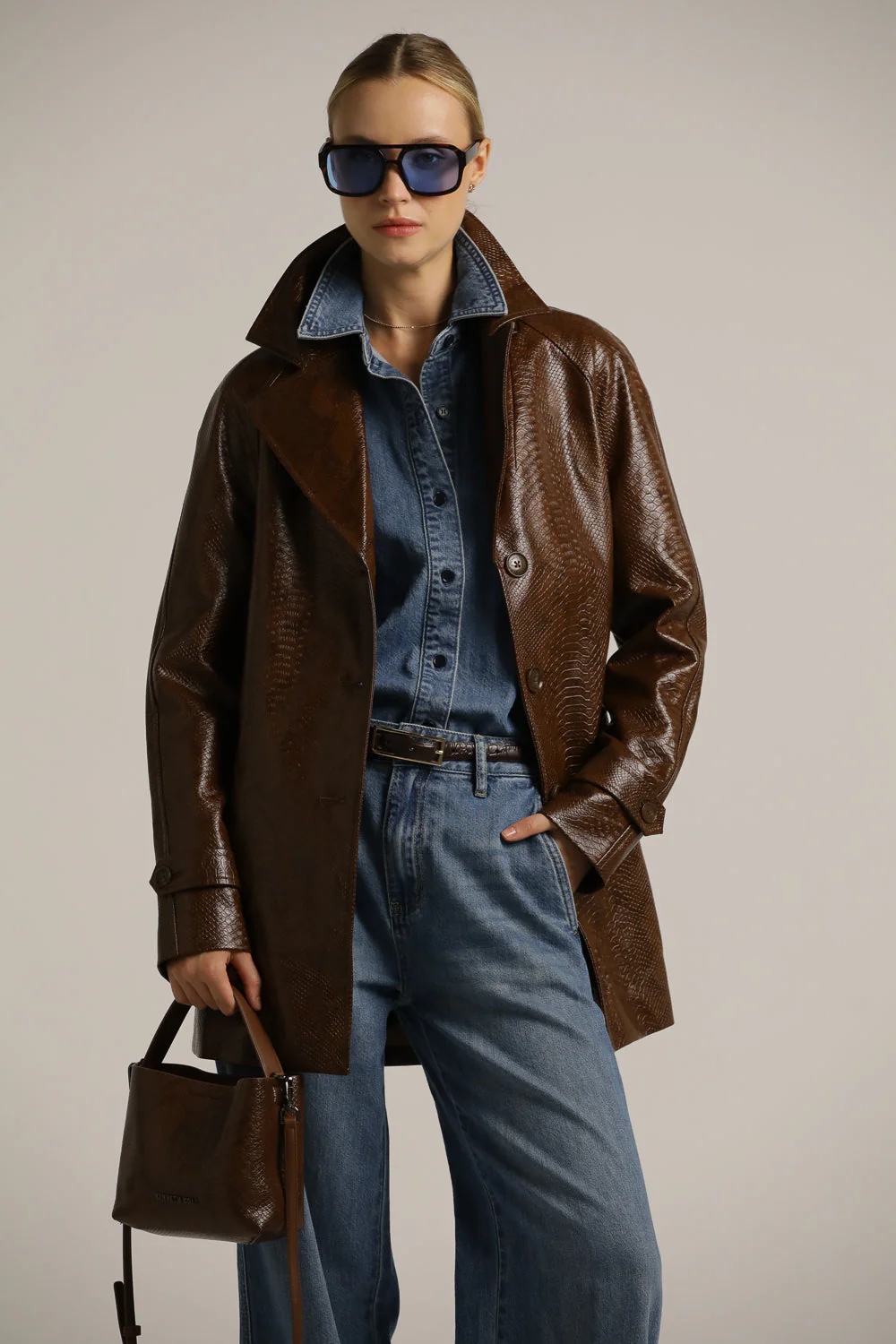 Snakeskin Faux Leather Trench - Image 2