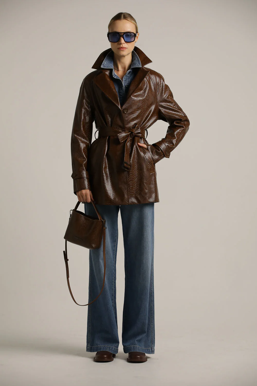 Snakeskin Faux Leather Trench - Image 4