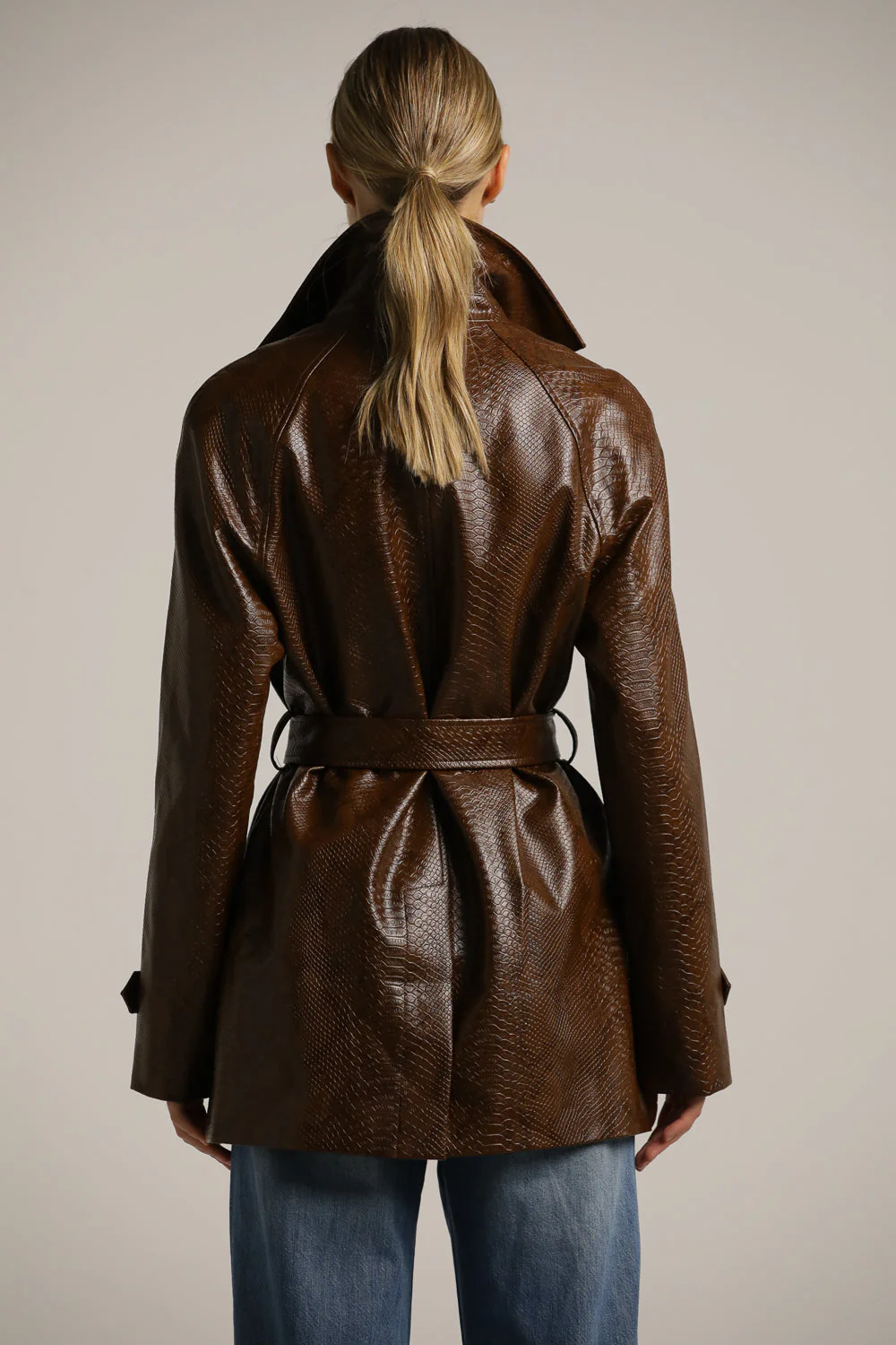Snakeskin Faux Leather Trench - Image 6