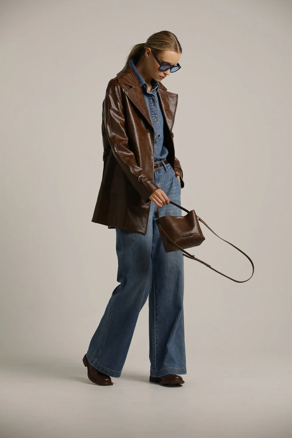 Snakeskin Faux Leather Trench - Image 8