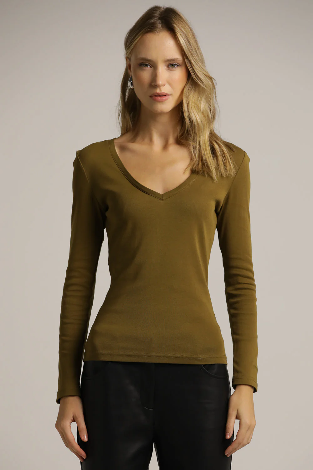 Long Sleeve V Neck Top - Image 3