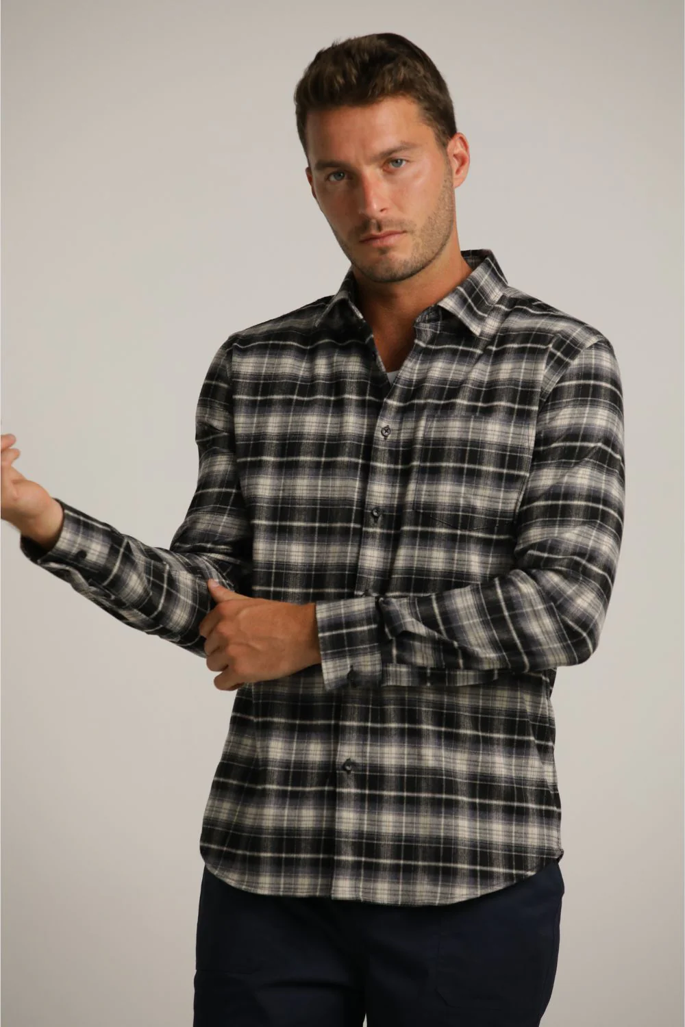 Checked Flannel Button Up Shirt - Image 6