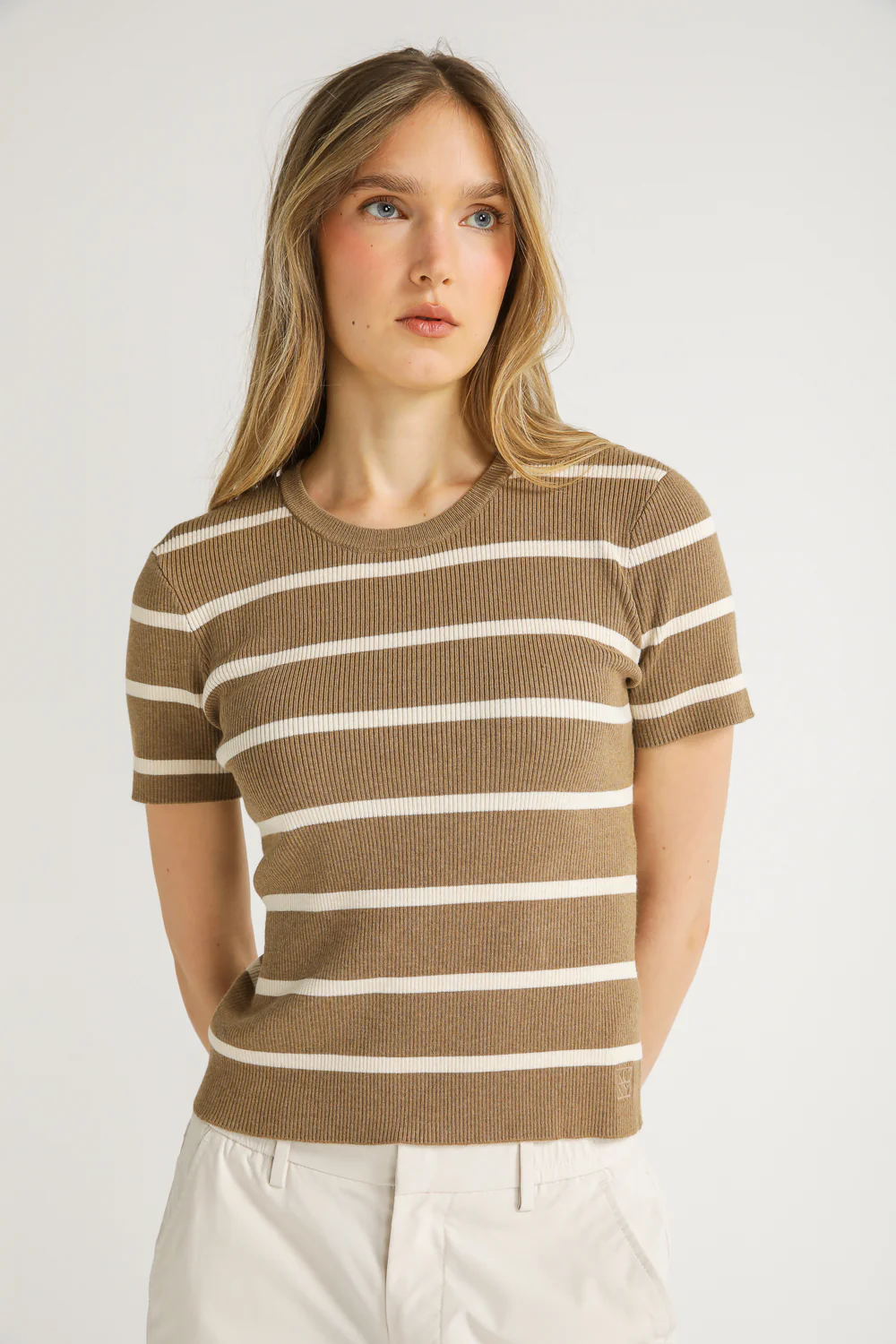 Striped Rib Knit Tee - Image 10