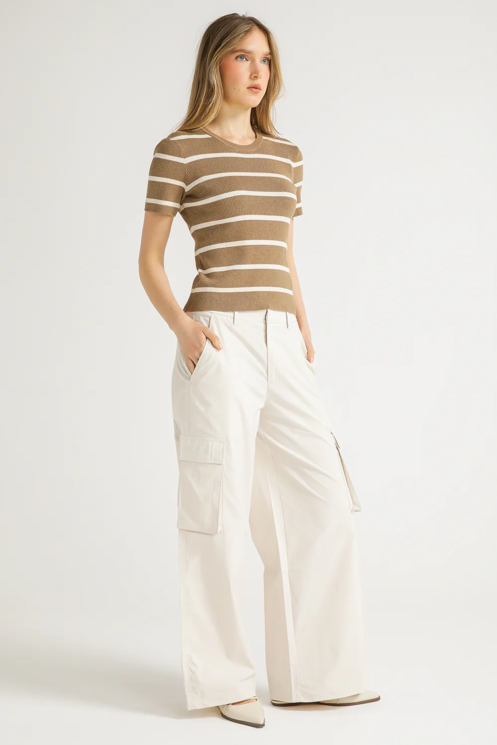 Striped Rib Knit Tee - Image 11
