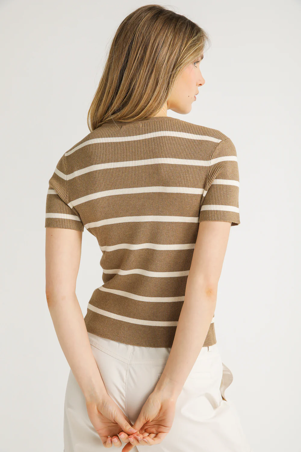 Striped Rib Knit Tee - Image 12