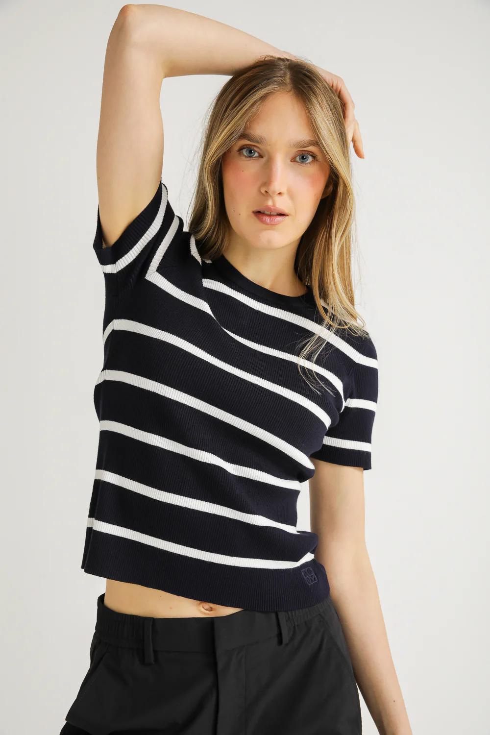 Striped Rib Knit Tee - Image 16