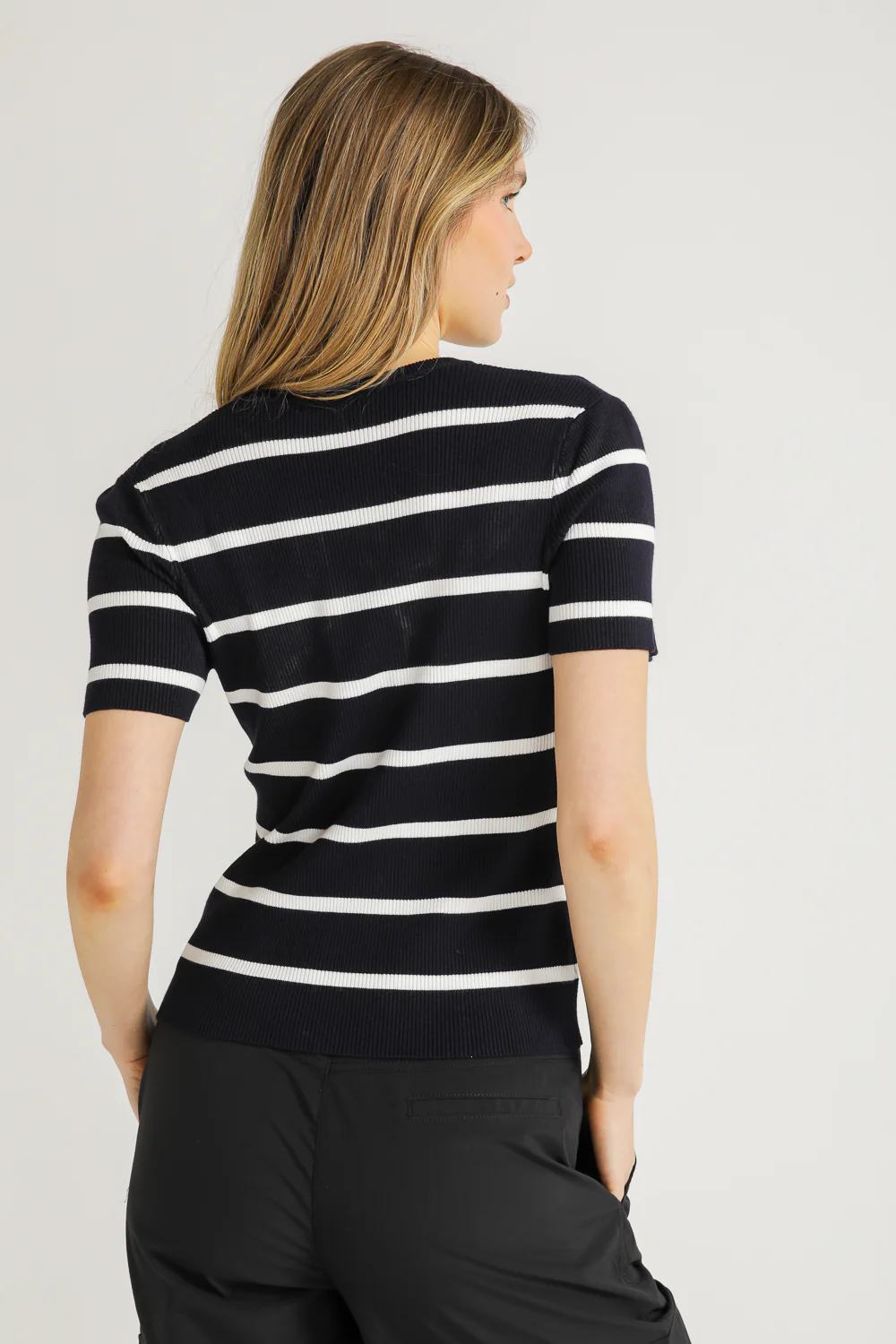 Striped Rib Knit Tee - Image 17