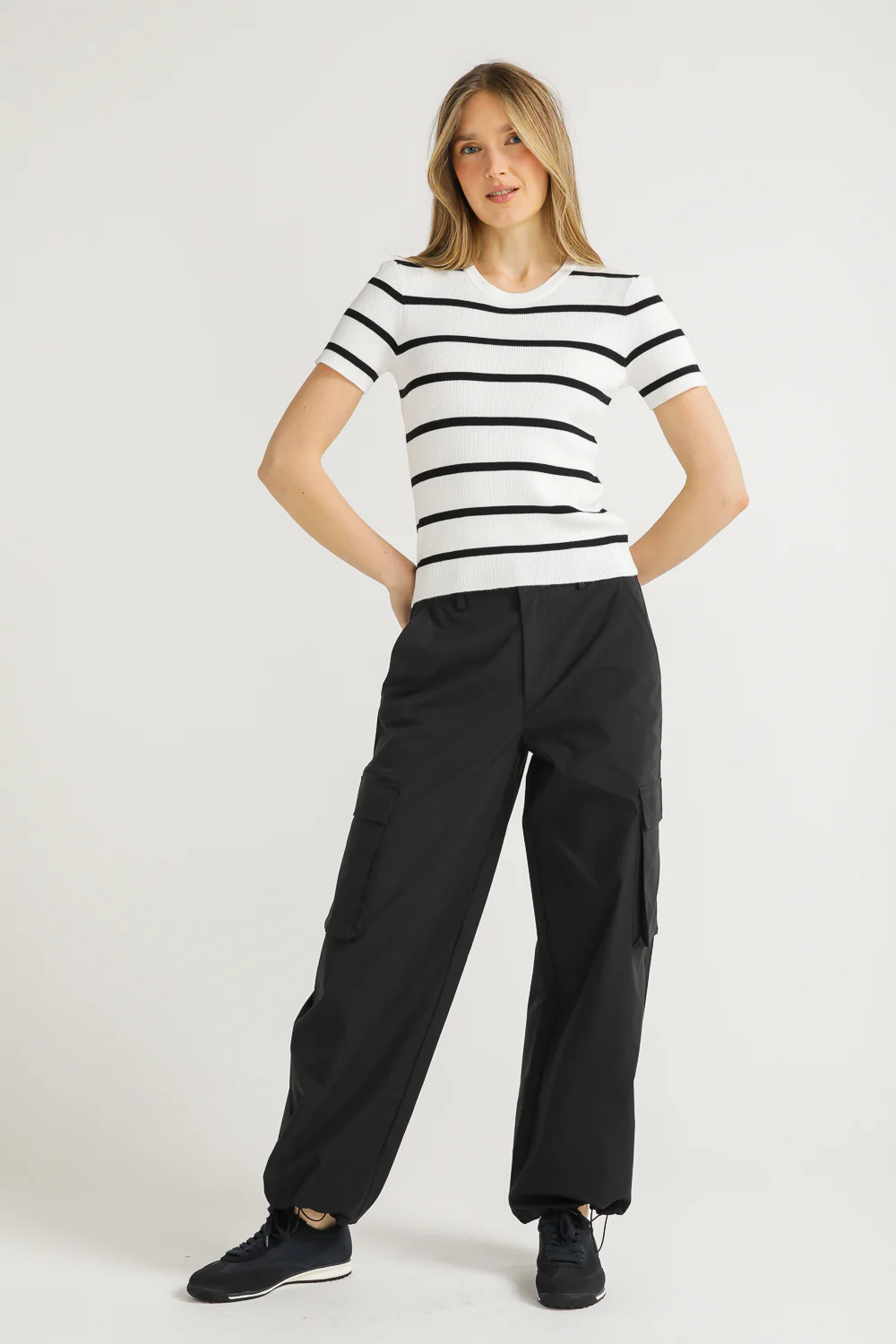Striped Rib Knit Tee - Image 3