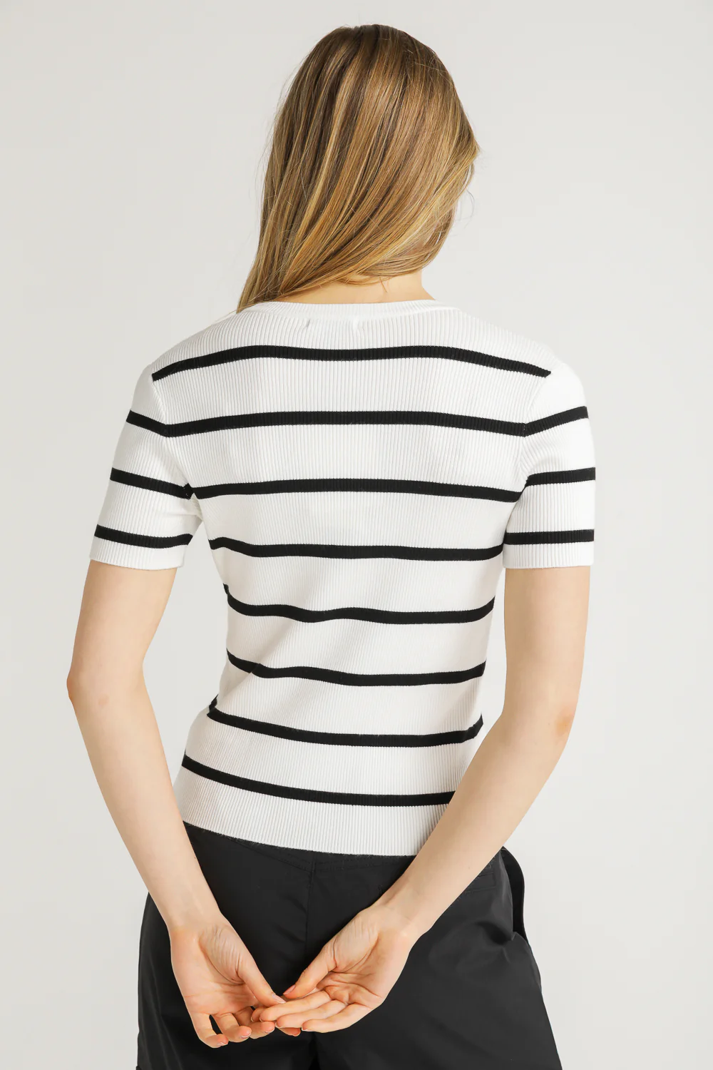 Striped Rib Knit Tee - Image 6
