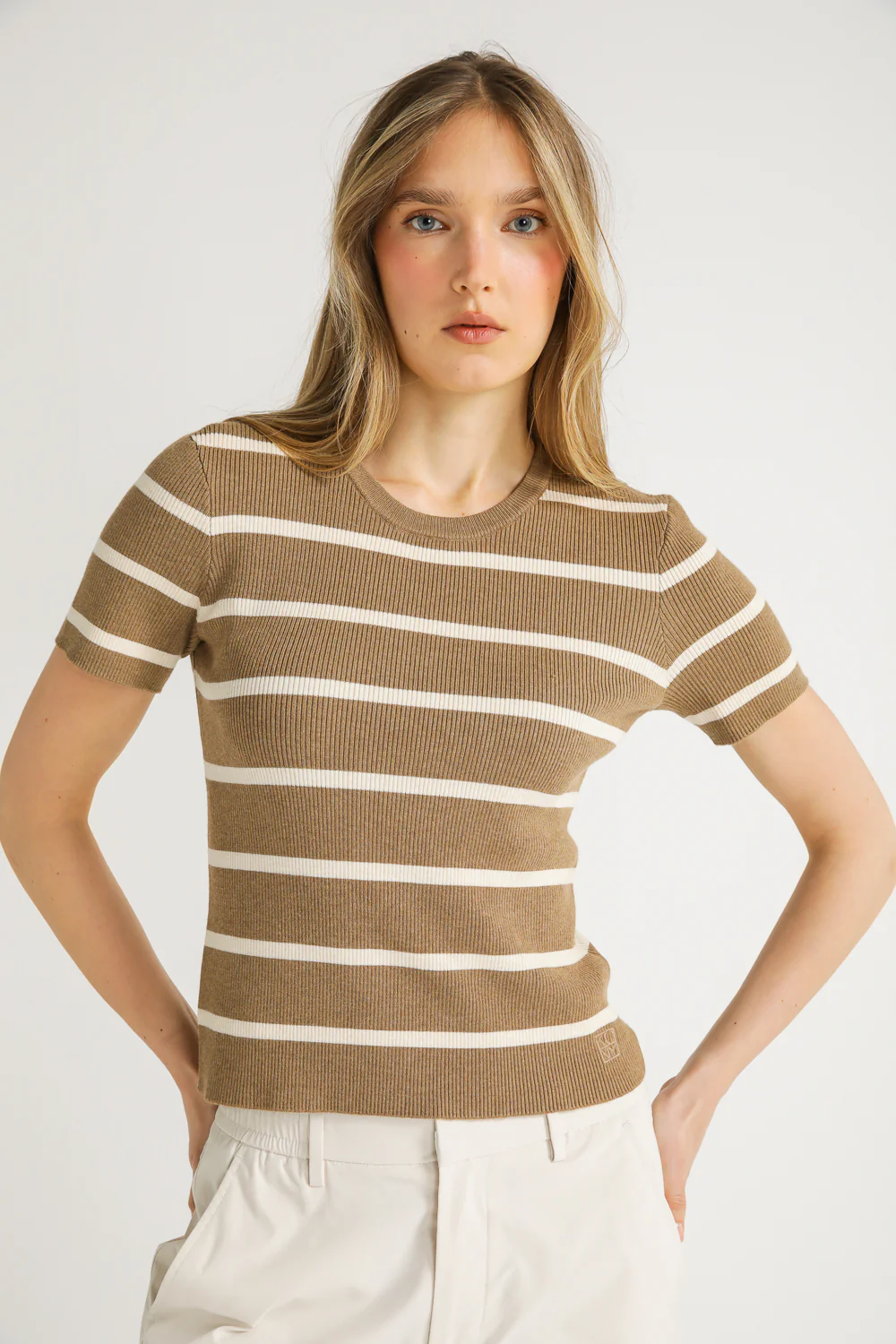 Striped Rib Knit Tee - Image 8