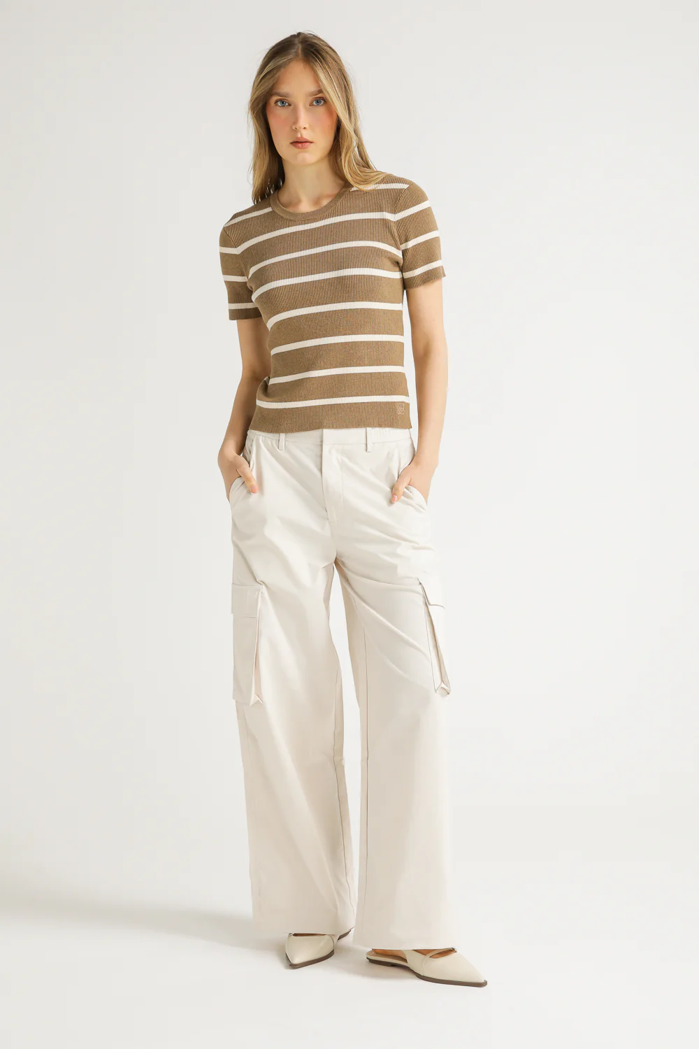 Striped Rib Knit Tee - Image 9