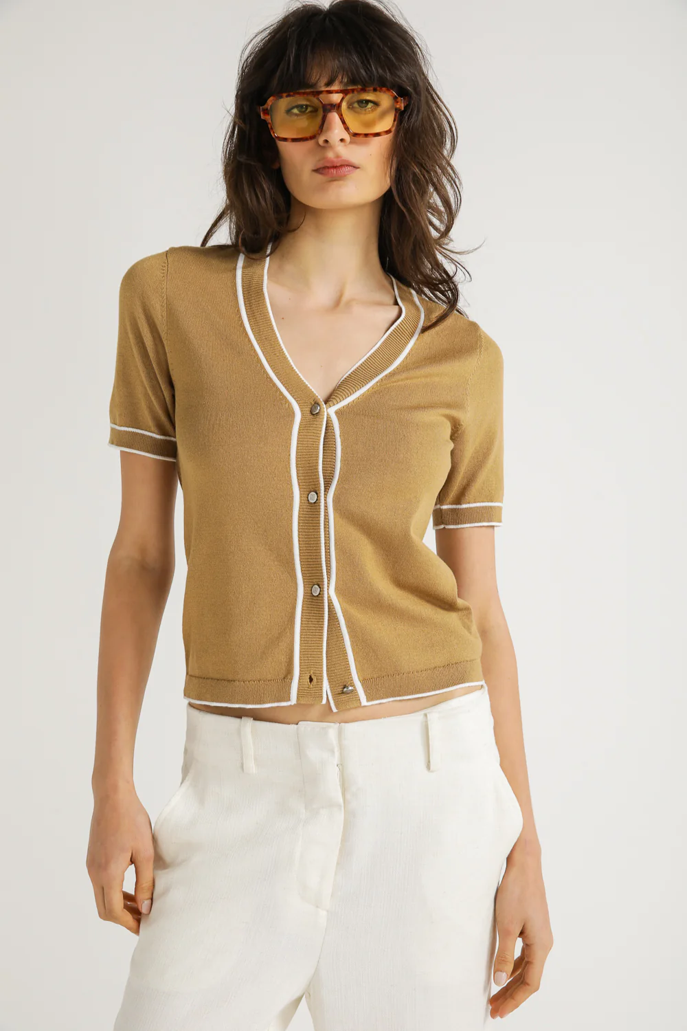 Knit Cardigan With Short Sleeve - Image 4