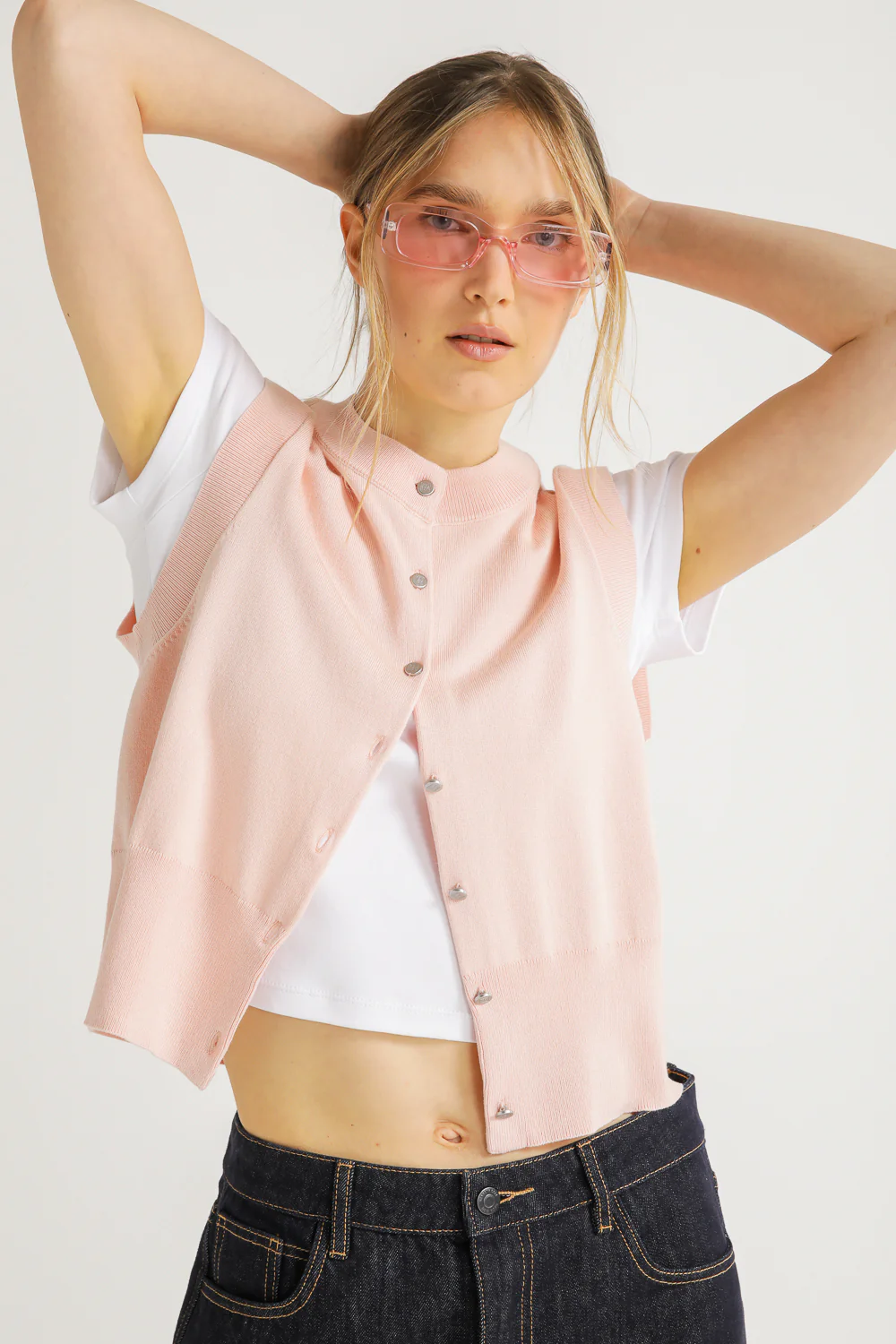 Knit Sleeveless Cardigan - Image 4