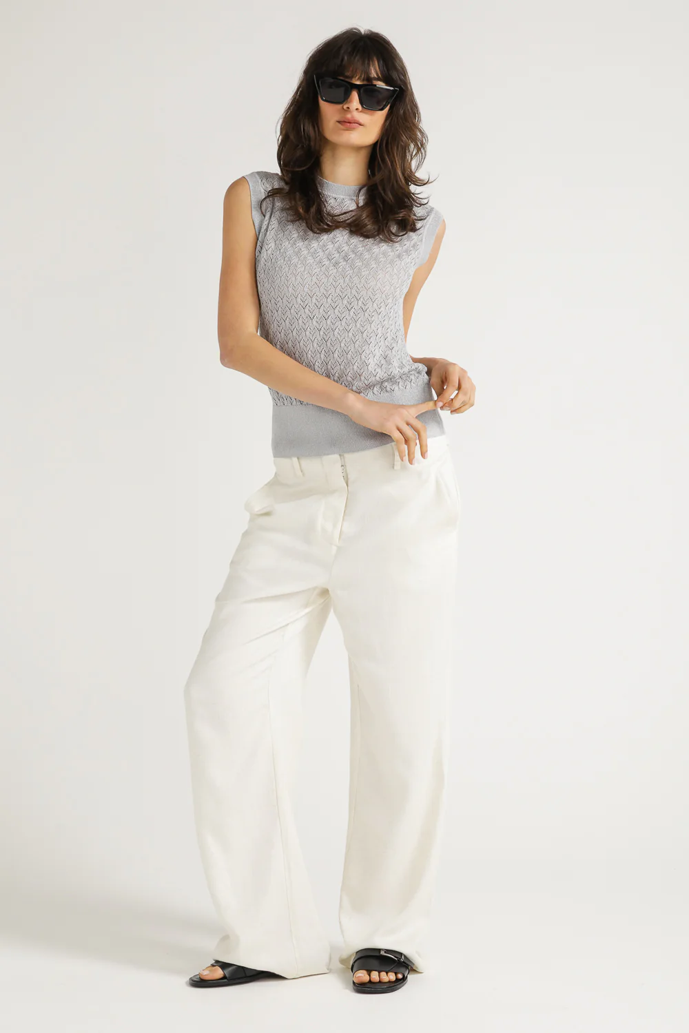 Textured Knit Sleeveless Top - Image 3
