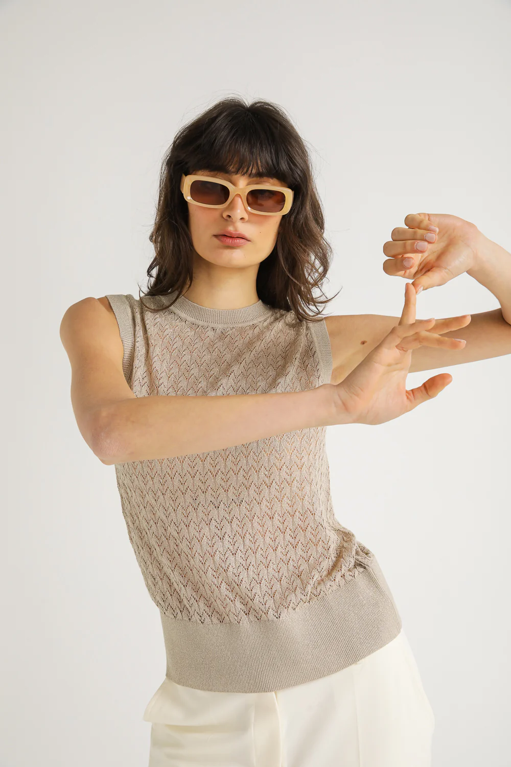 Textured Knit Sleeveless Top - Image 7