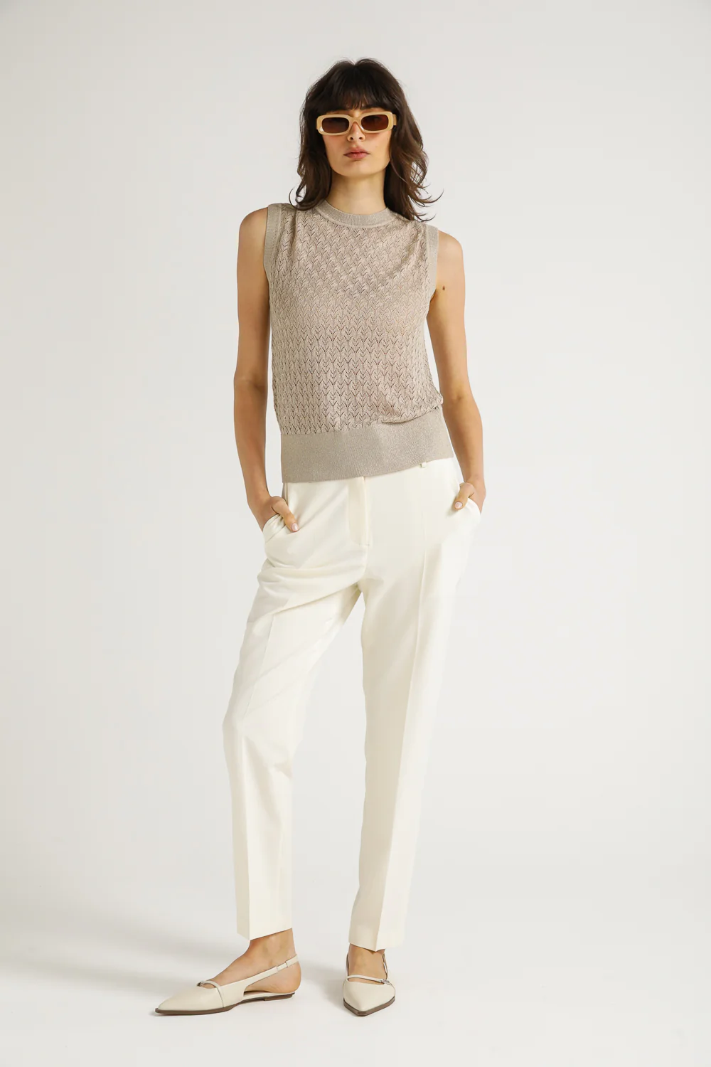 Textured Knit Sleeveless Top - Image 8