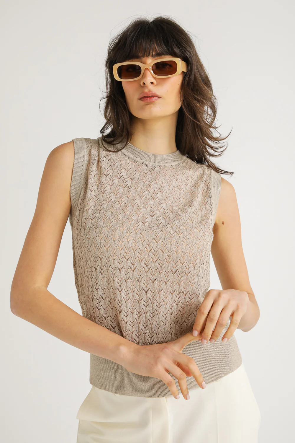 Textured Knit Sleeveless Top - Image 9