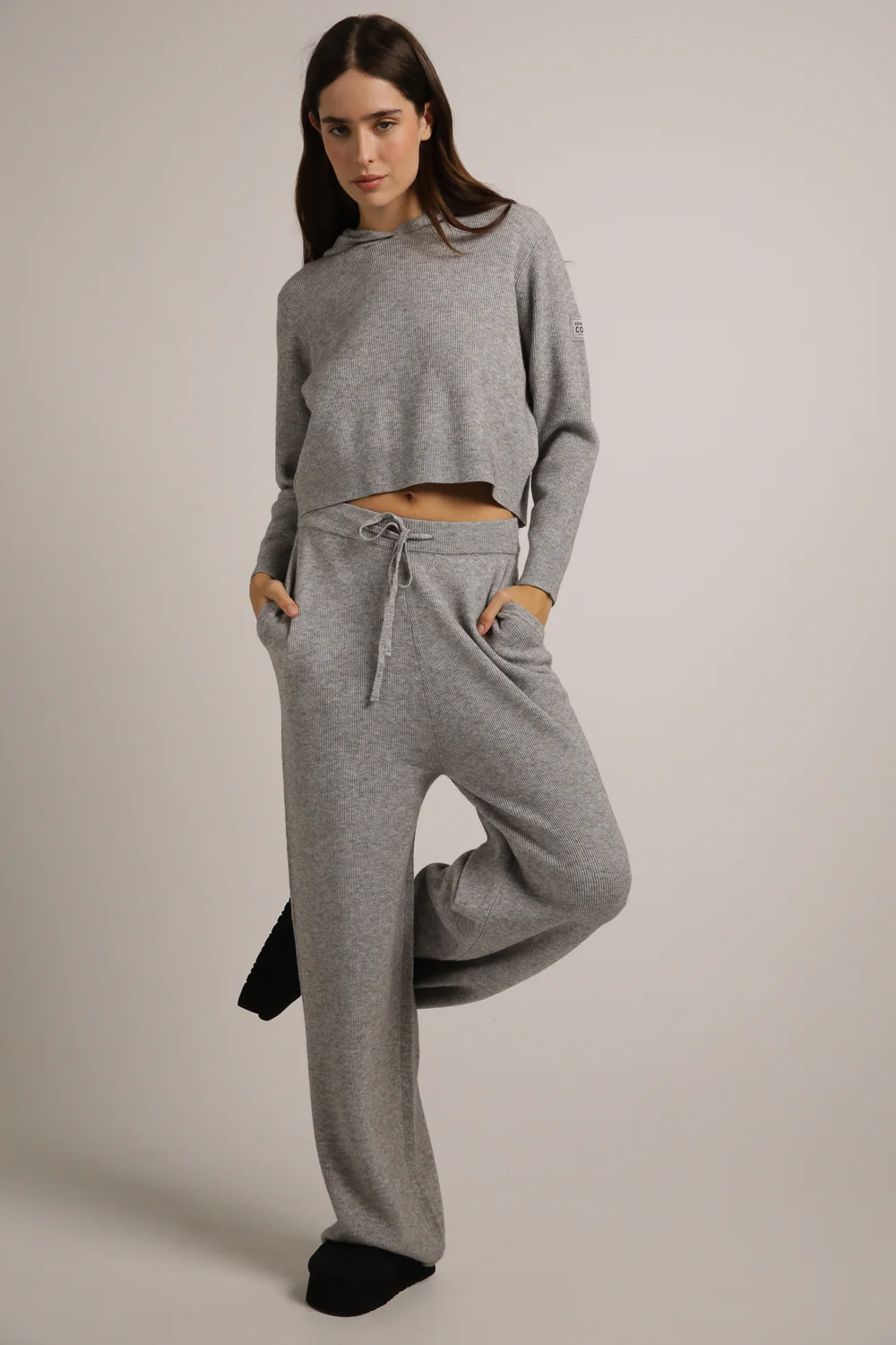 Knitted Rib Wide Leg Pants