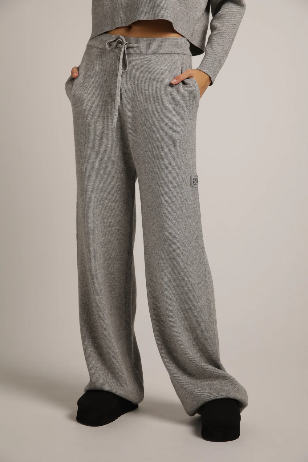 Knitted Rib Wide Leg Pants - Image 2