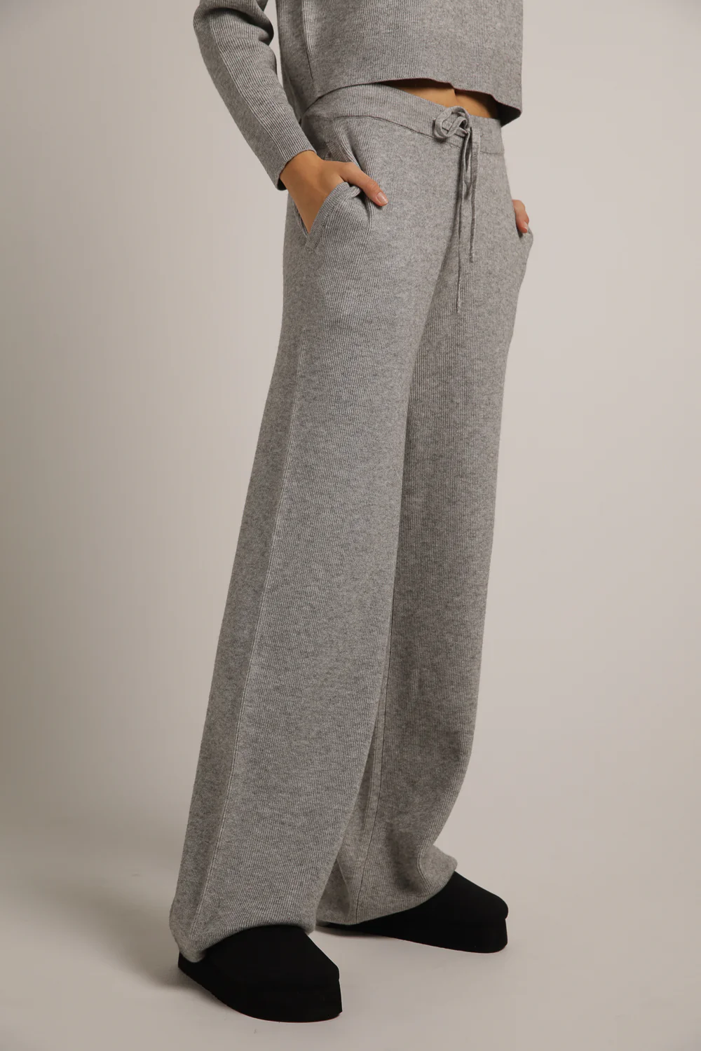 Knitted Rib Wide Leg Pants - Image 6