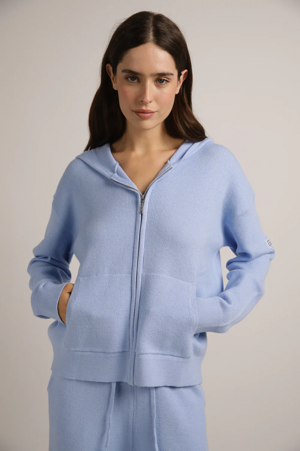 Knitted Rib Zipped Hoodie - Image 4