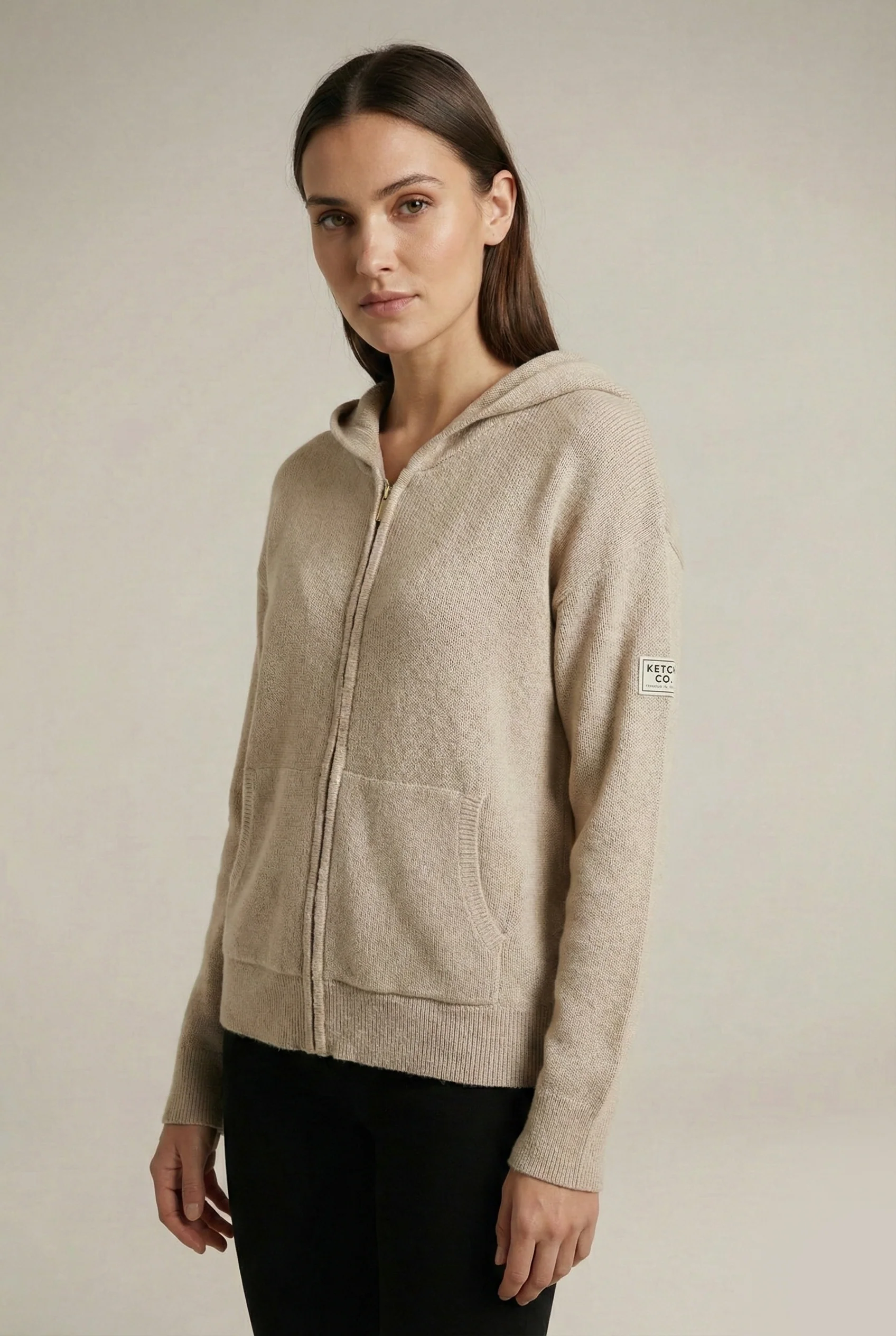 Knitted Rib Zipped Hoodie - Image 6