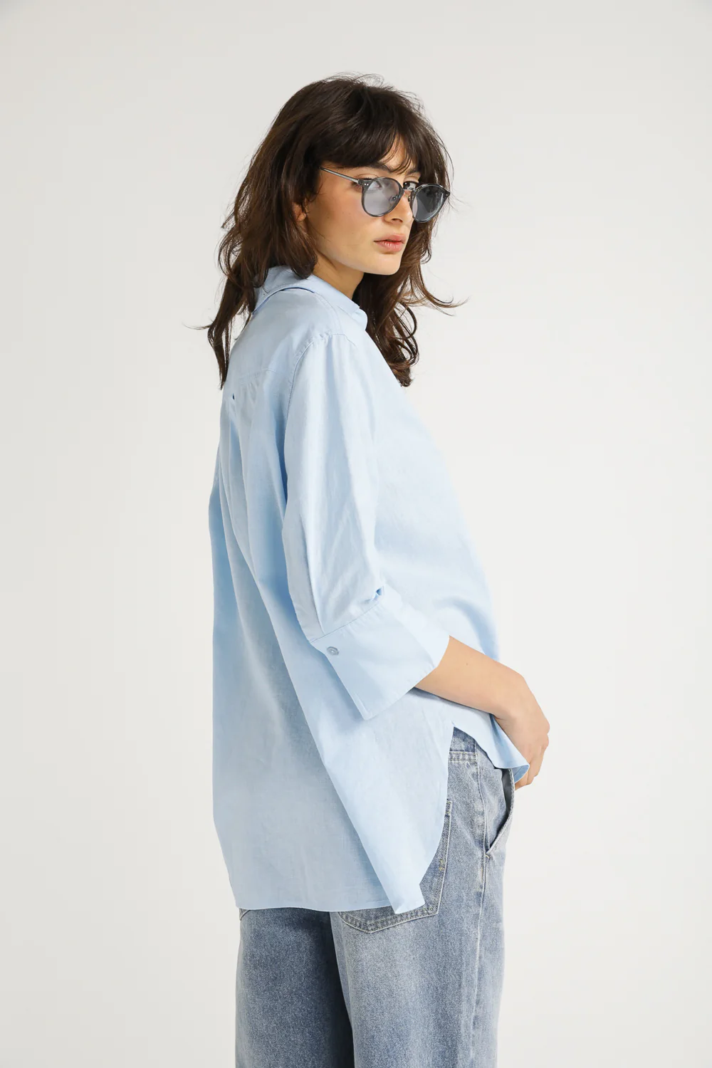 Linen Blend  Shirt With 3/4 Sleeves - Image 6