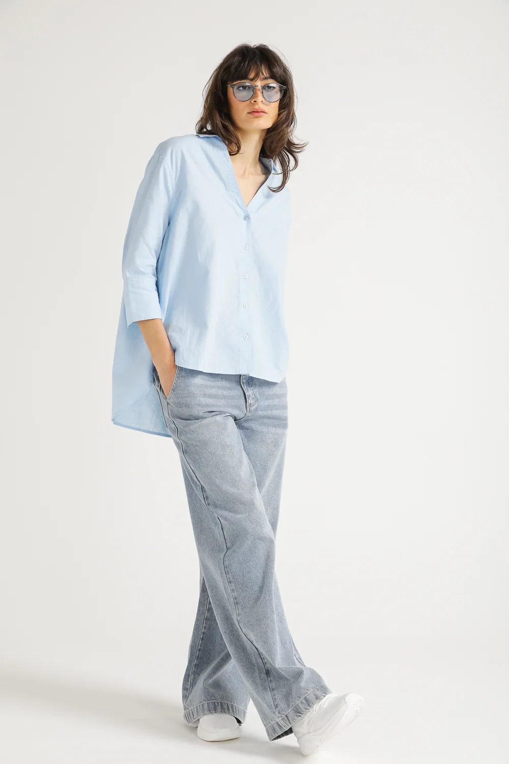 Linen Blend  Shirt With 3/4 Sleeves - Image 7