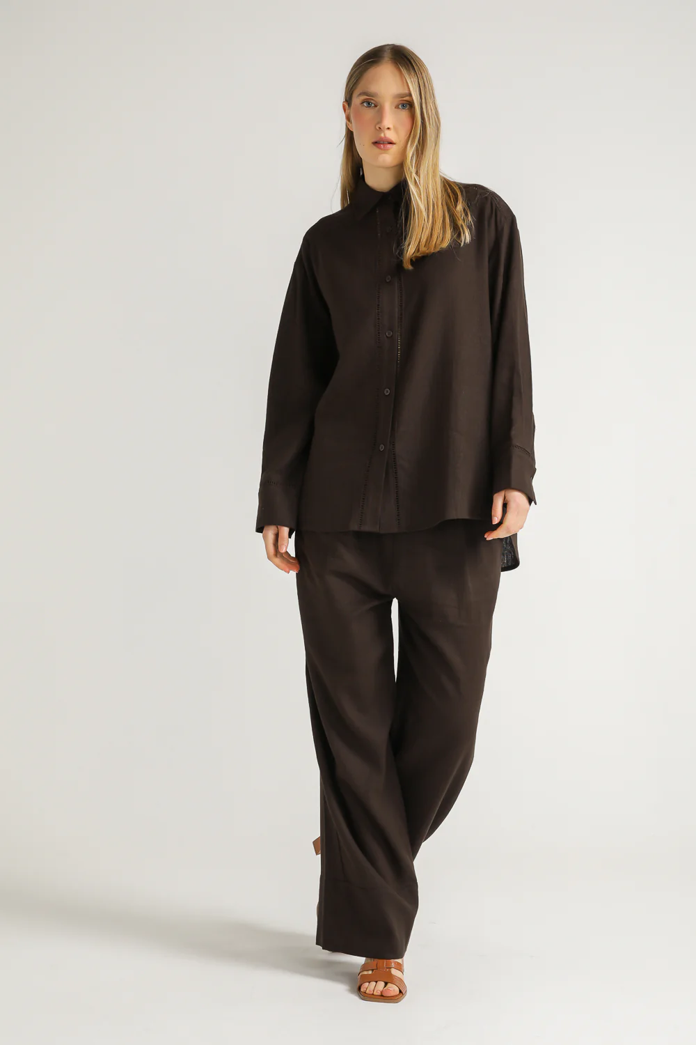 Linen Blend Shirt With Lace Trims - Image 5