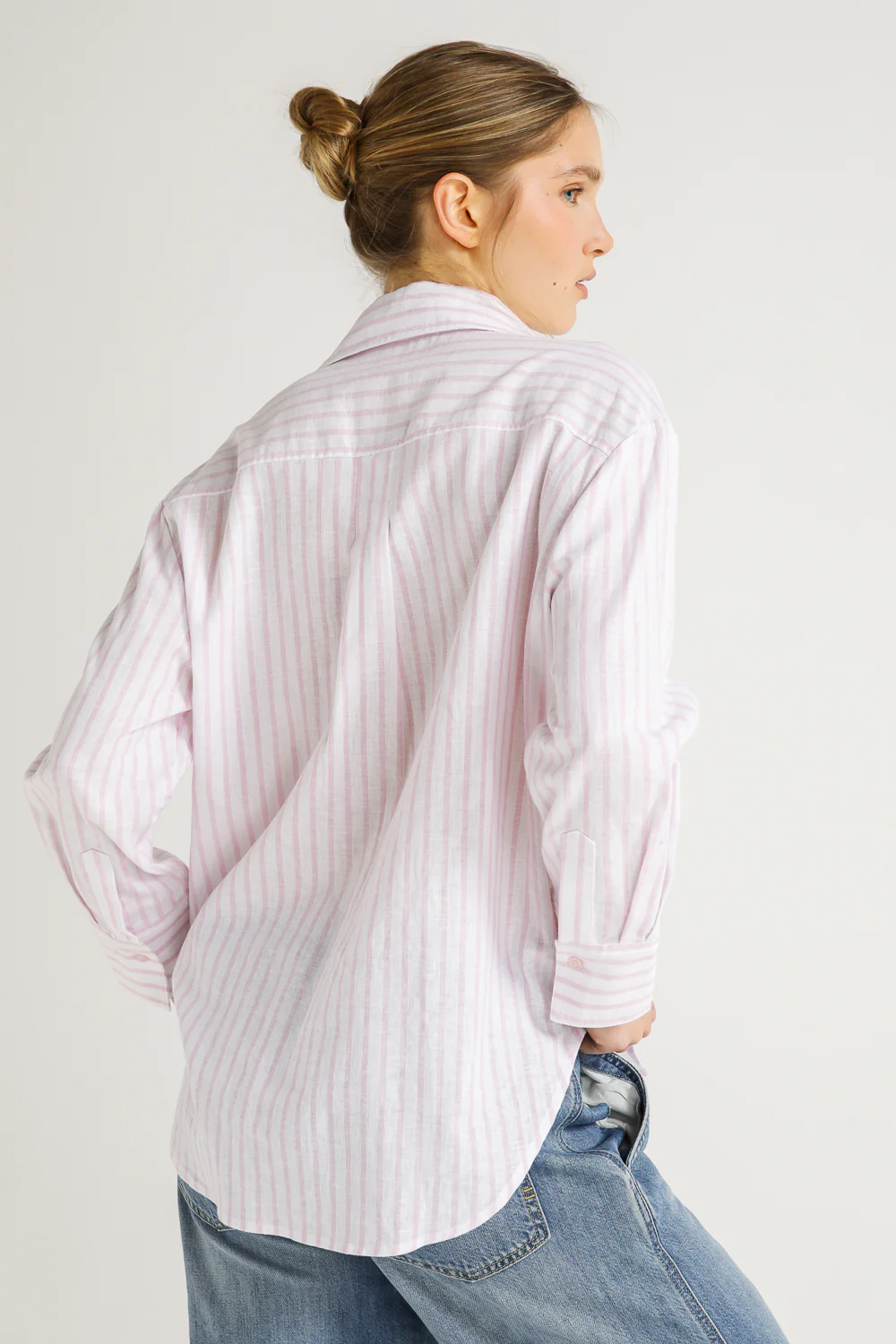 Linen Blend Striped Shirt Loose Fit - Image 7