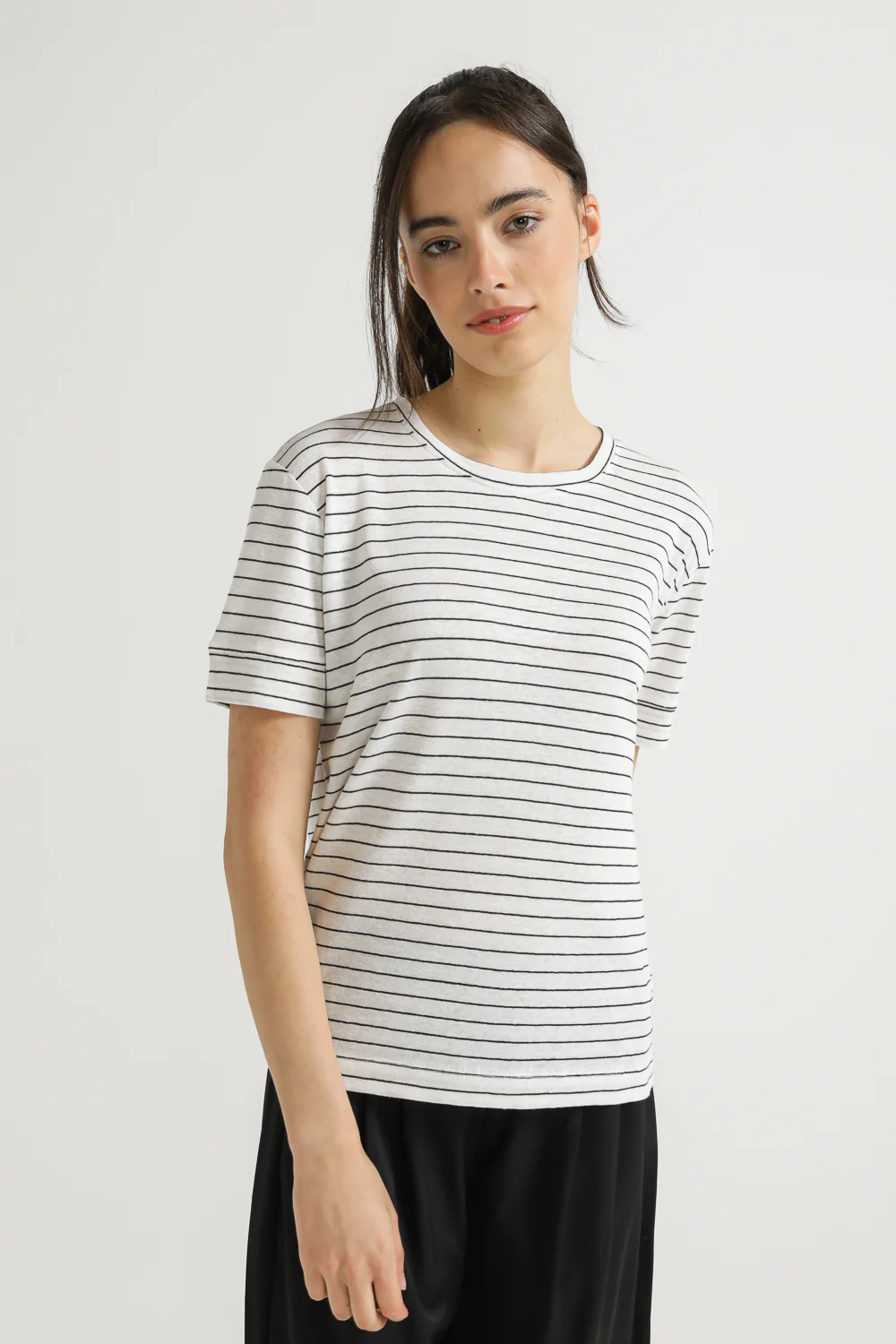 Linen blend striped T-SHIRT