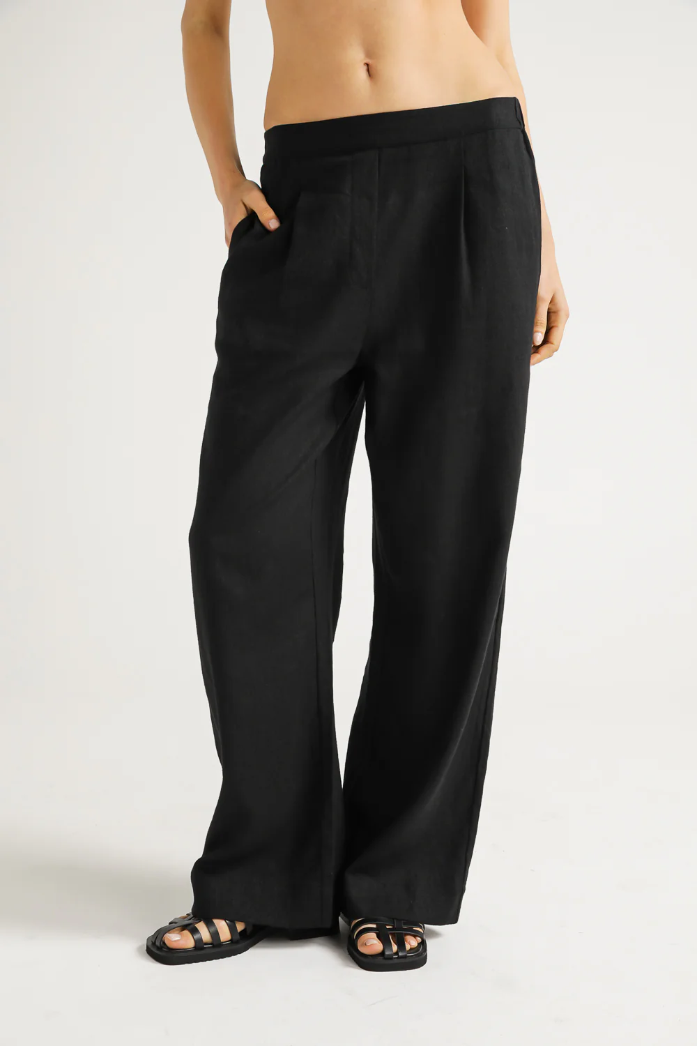 Linen Blend Wide Leg Pants - Image 3